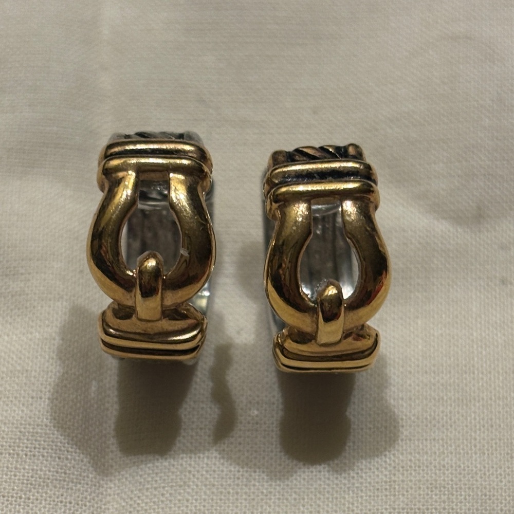 Elegant Horseshoe Mixed Metal Huggies